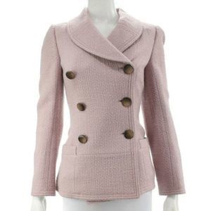MICHELLE MOISSAC PARIS Blush Pink Woven Wool Blazer Jacket Size 2